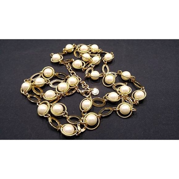 Talbots Faux Pearl Gold Tone Double Strand Necklace, 22 Inches - Picture 2 of 8